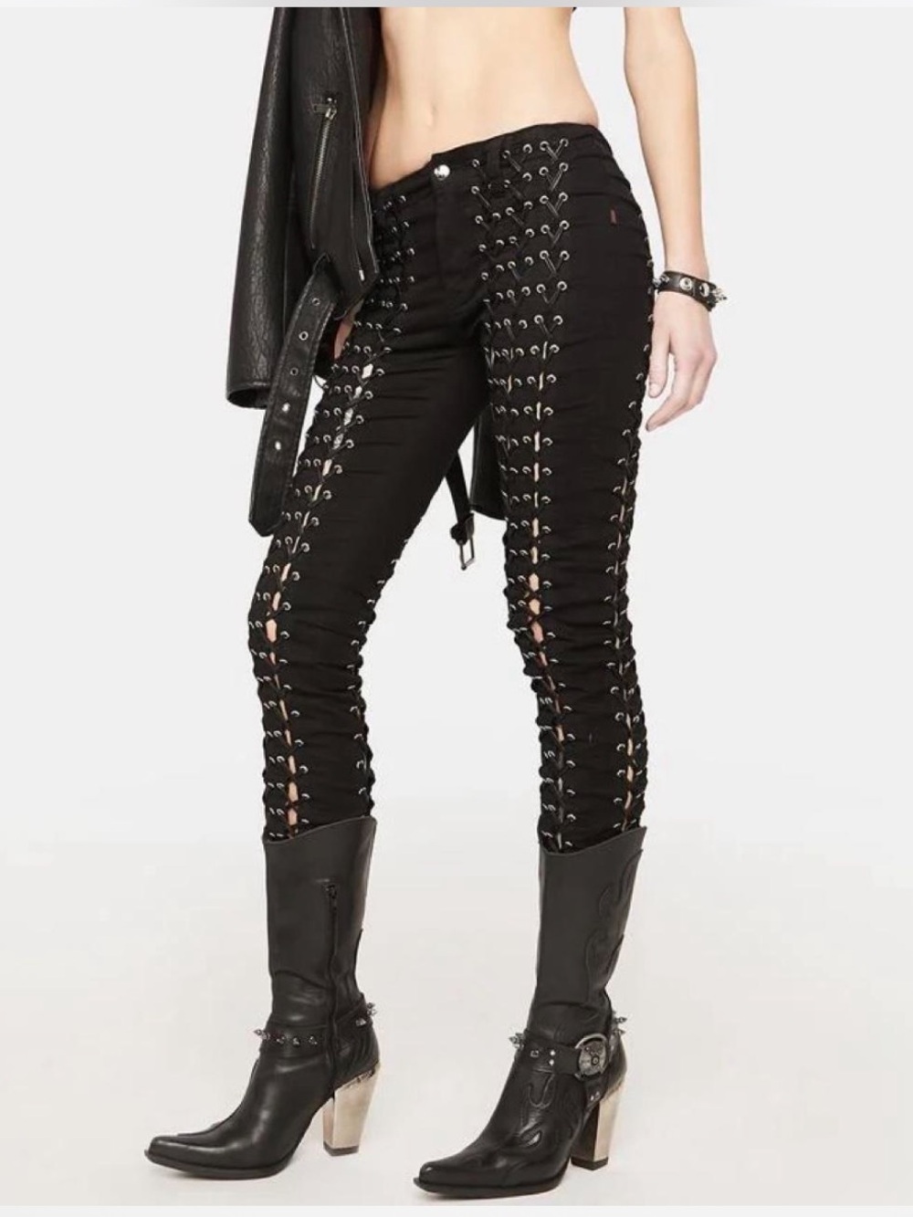 Tripp NYC Black Medieval Lace-Up Black Pants